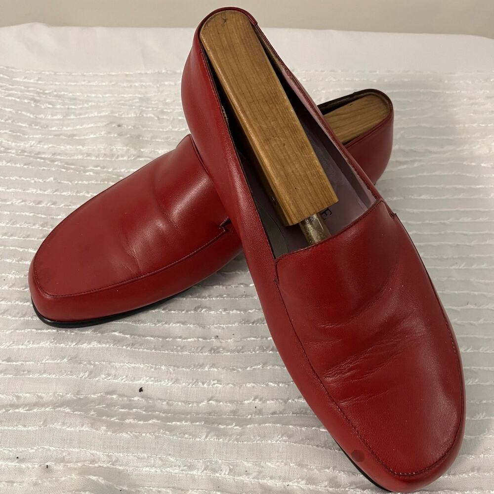 Taryn Rose Red Leather Slip-On Loafers - Women's Italian Leather Shoes